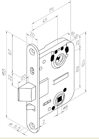 Välioven lukkorunko Abloy ST/JME 4260, vasen, VL0068 IPP