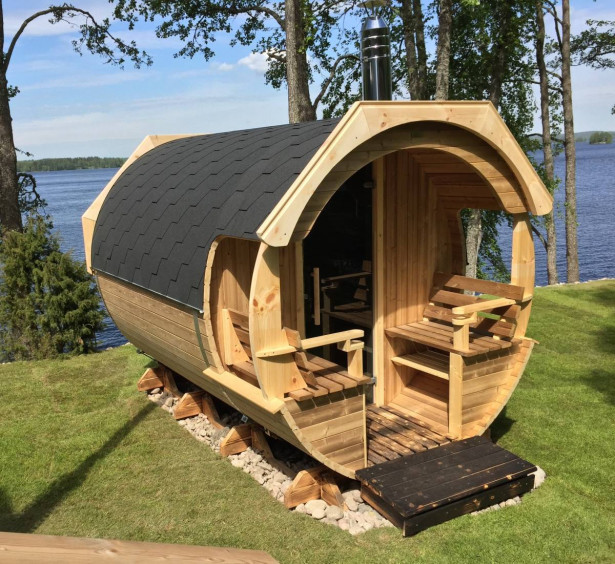 Tynnyrisauna Alex Basic ARCTIC FINLAND HOUSE, Ø 2.3x3m, sis. kiuas ja hormi