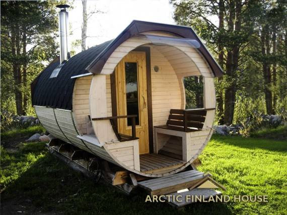 Tynnyrisauna Valter Basic ARCTIC FINLAND HOUSE, Ø 2.3x4.2m, sis. kiuas ja hormi