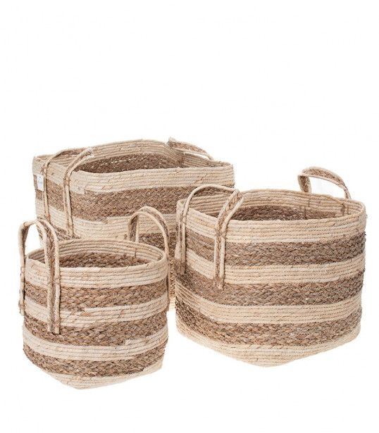 Säilytyskorisetti AmandaB Collection Casual Jute, 3 eri kokoista koria, juutti