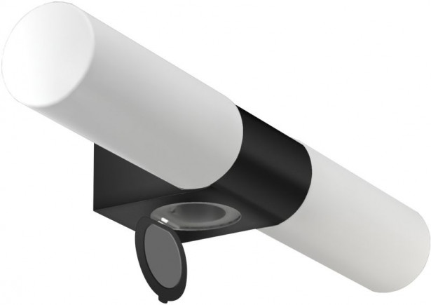 Seinävalaisin Aneta Lighting Cosenza, 2-osainen, pistorasialla, IP44, musta