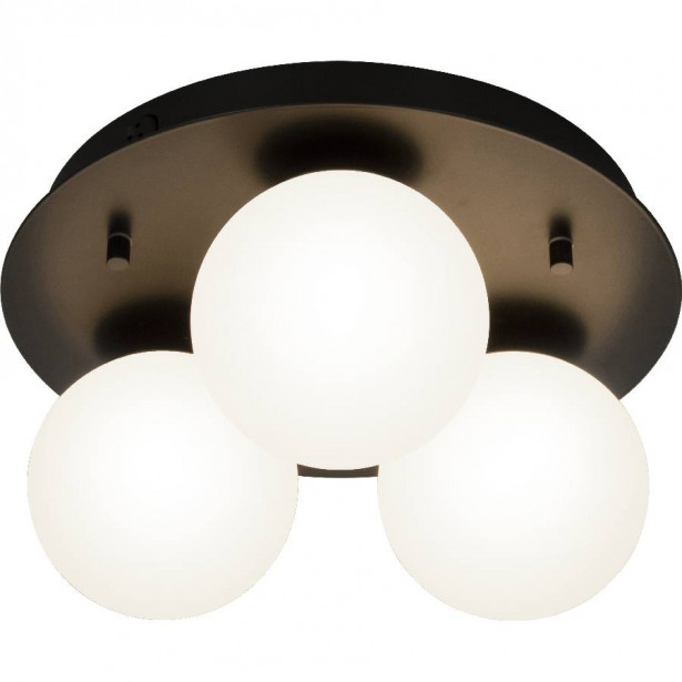 Plafondi Aneta Lighting Nicosia, Ø25cm, IP44, 3-osainen, musta/valkoinen