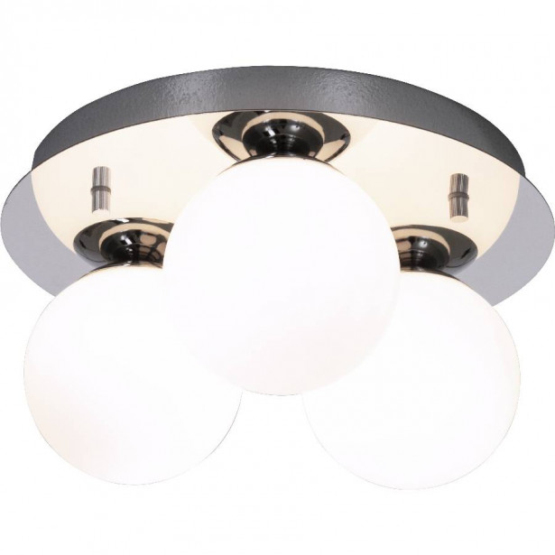 Plafondi Aneta Lighting Nicosia, Ø25cm, IP44, 3-osainen, kromi/valkoinen