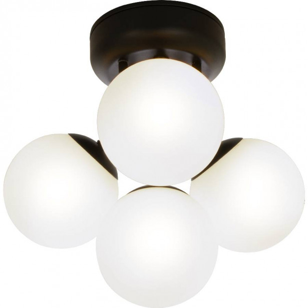 Plafondi Aneta Lighting Nicosia, Ø26cm, IP44, musta/opaali