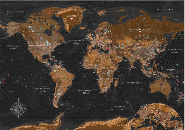 Kuvatapetti Artgeist World: Stylish Map, eri kokoja