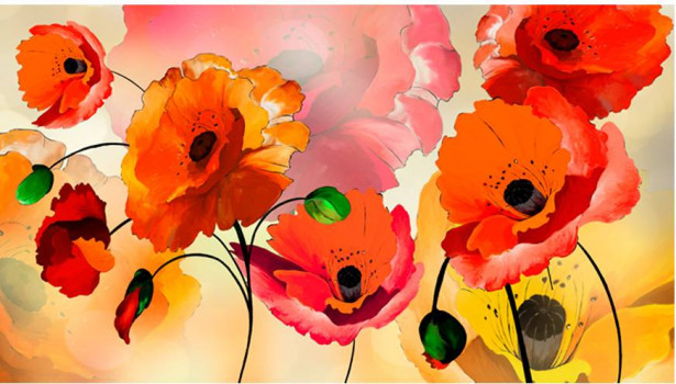 Sisustustarra Artgeist Velvet poppies, 280x490cm