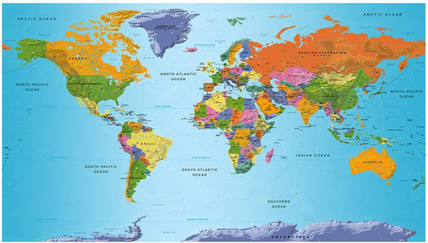 Kuvatapetti Artgeist World Map: Colourful Geography II, 500x280cm