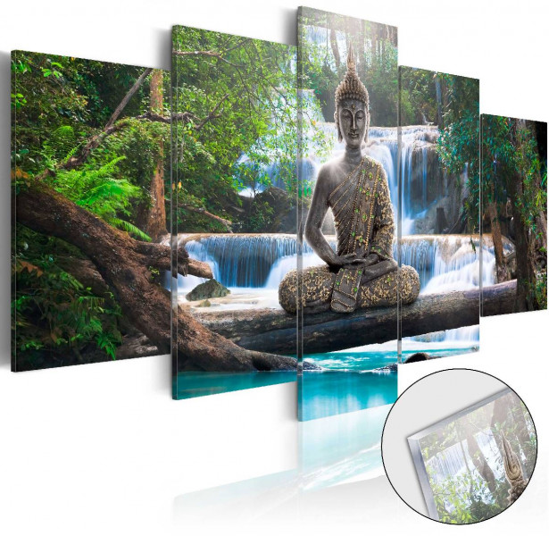Akryylilasitaulu Artgeist Buddha and Waterfall, eri kokoja