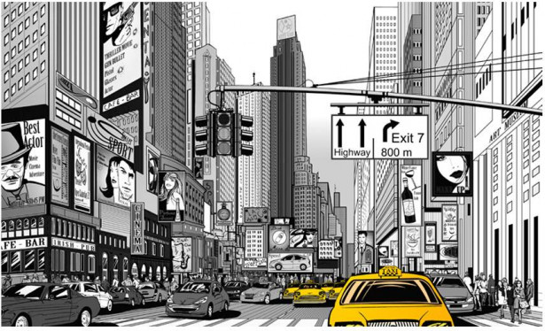 Kuvatapetti Artgeist Keltaiset Taksit - NYC, 270x450cm