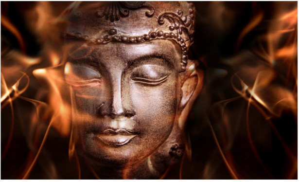 Kuvatapetti Artgeist Buddha - Fire of meditation, 270x450cm