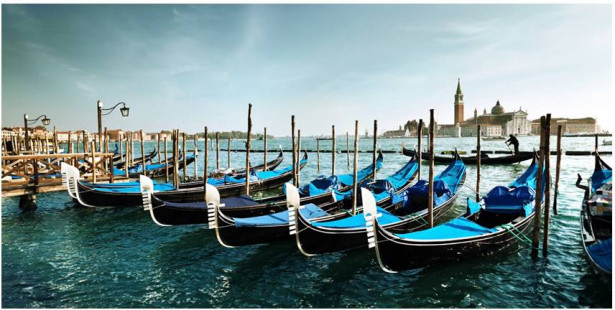 Kuvatapetti Artgeist Gondolit on Grand Canal, Venetsia, 550x270cm