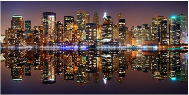 Kuvatapetti Artgeist Gold reflections - NYC, 550x270cm