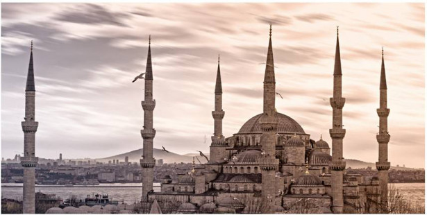 Kuvatapetti Artgeist Sininen moskeija - Istanbul, 550x270cm