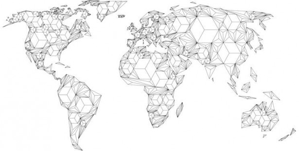 Kuvatapetti Artgeist Map of the World - white solids, 550x270cm