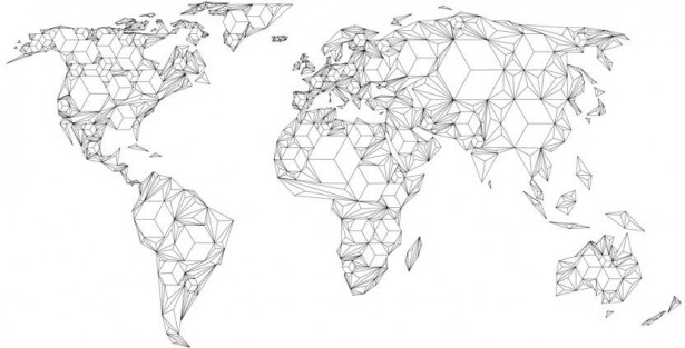 Kuvatapetti Artgeist Map of the World - white solids, eri kokoja