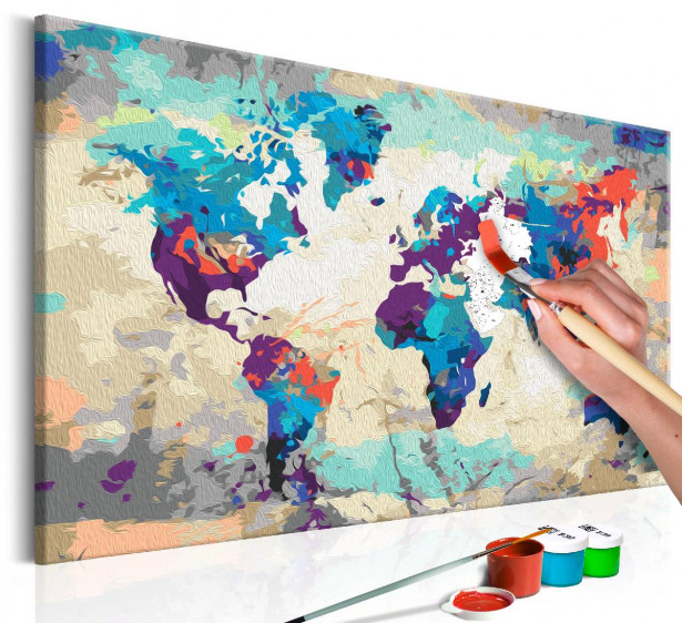DIY-taulu Artgeist Blue & Red World Map, 40x60cm