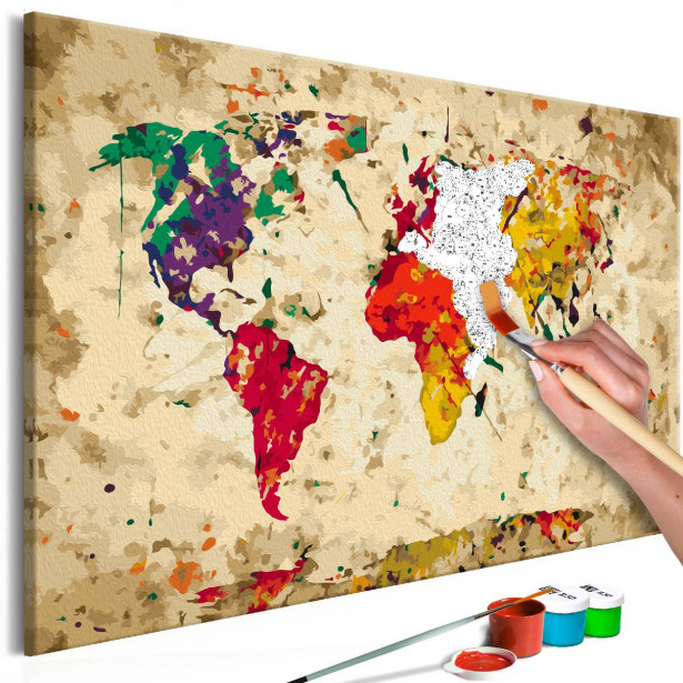 DIY-taulu Artgeist Colour Splashes: World Map, 40x60cm