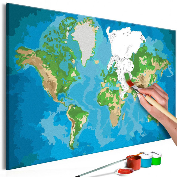 DIY-taulu Artgeist Blue & Green World Map, 40x60cm
