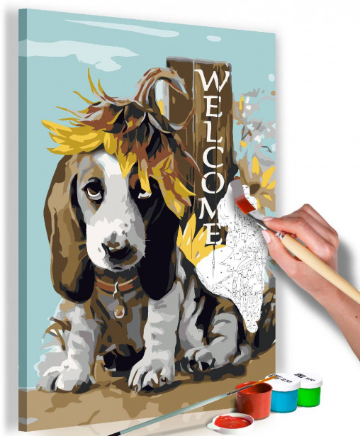 DIY-taulu Artgeist Dog and Sunflowers, 60x40cm