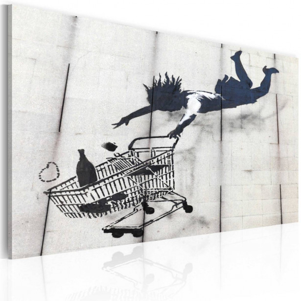 Taulu Artgeist Falling woman with supermarket trolley - Banksy 40x60cm