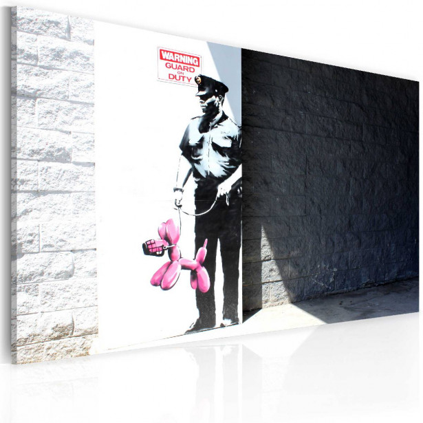 Taulu Artgeist Police guard and pink balloon dog - Banksy 40x60cm