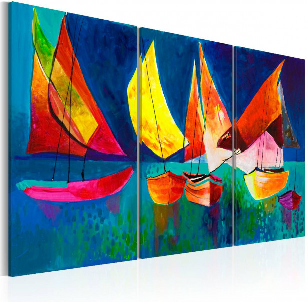 Taulu Artgeist Värikkäät purjeveneet, käsinmaalattu, 80x120cm