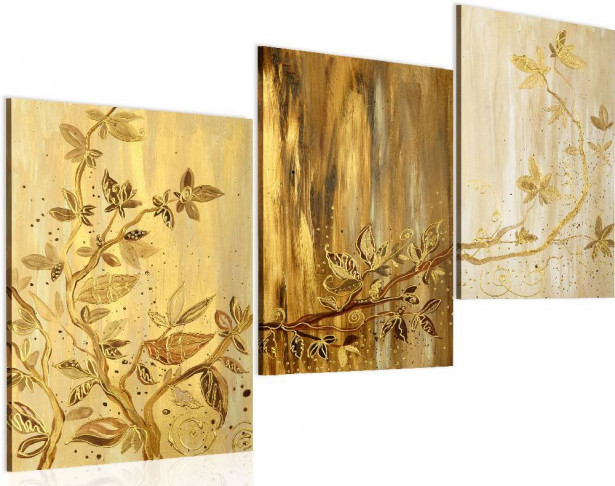 Taulu Artgeist Kultaiset lehdet, 120x60cm, käsinmaalattu