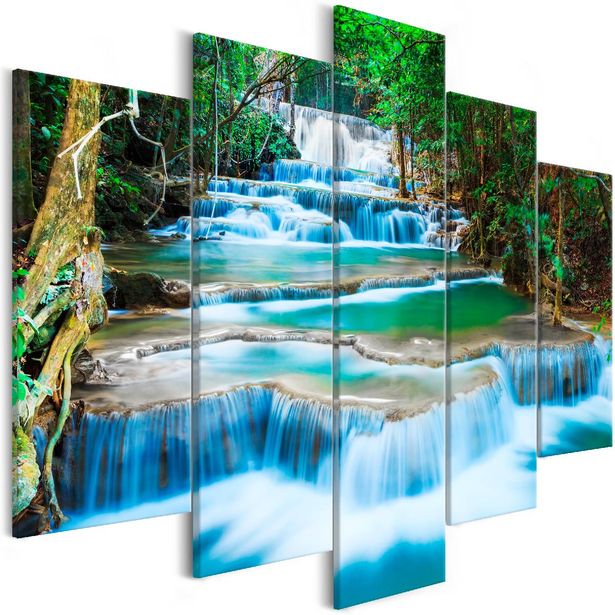 Taulu Artgeist Waterfall in Kanchanaburi 5-osainen leveä 100x225cm