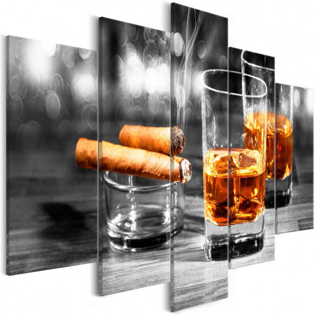 Taulu Artgeist Cigars and Whiskey 5-osainen leveä 100x225cm