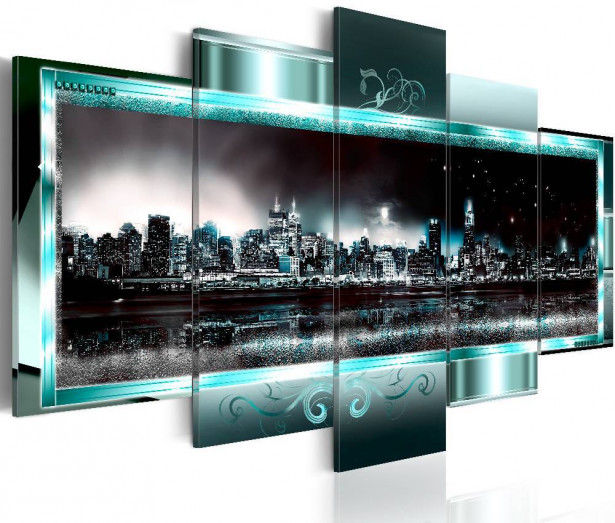 Canvas-taulu Artgeist Turquoise New York: Starry Night, eri kokoja