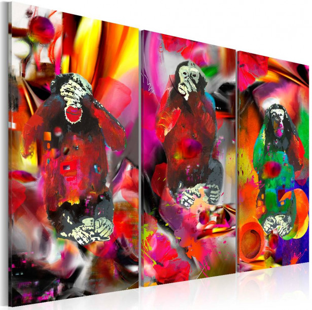 Canvas-taulu Artgeist Crazy Monkeys, 3-osainen, eri kokoja