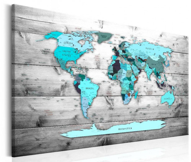 Canvas-taulu Artgeist World Map: Blue World, eri kokoja