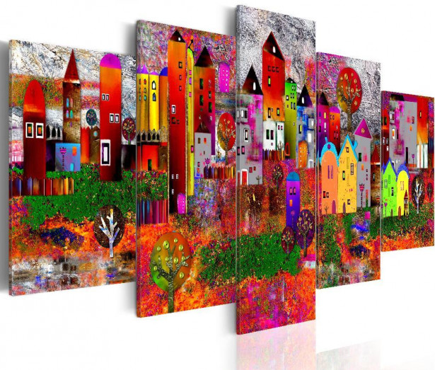 Canvas-taulu Artgeist Colourful Small Town, eri kokoja