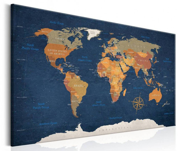 Canvas-taulu Artgeist World Map: Ink Oceans, eri kokoja