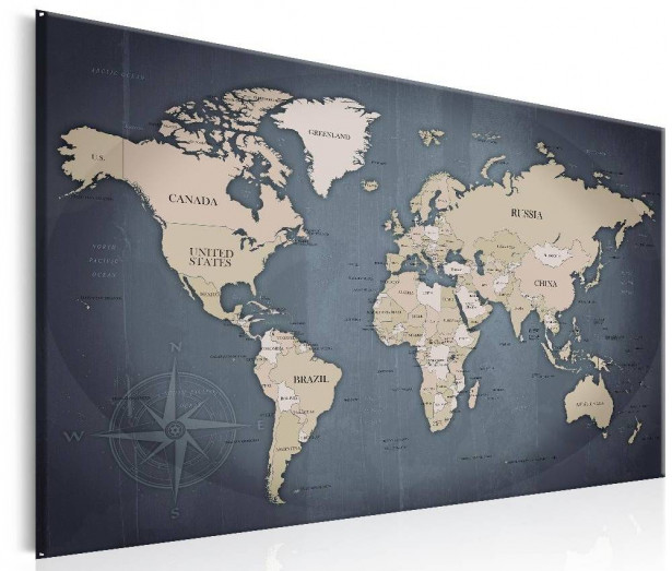 Canvas-taulu Artgeist World Map: Shades of Grey, eri kokoja
