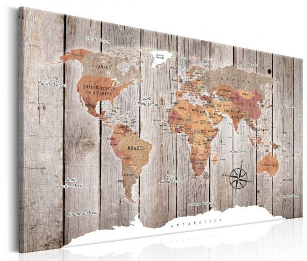 Canvas-taulu Artgeist World Map: Wooden Stories, eri kokoja