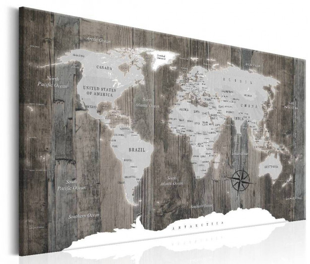 Canvas-taulu Artgeist World Map: Wooden World, eri kokoja