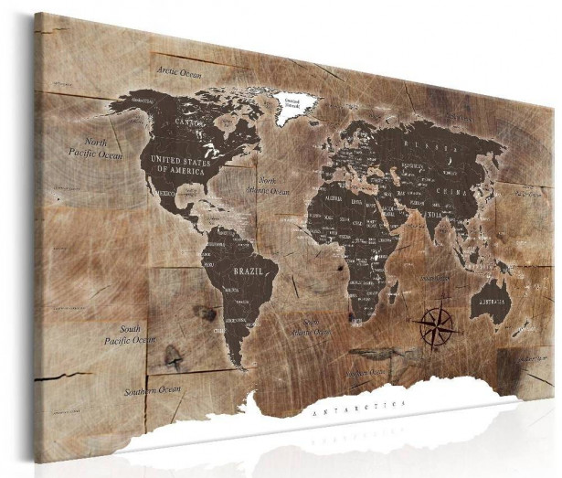 Canvas-taulu Artgeist World Map: Wooden Mosaic, eri kokoja