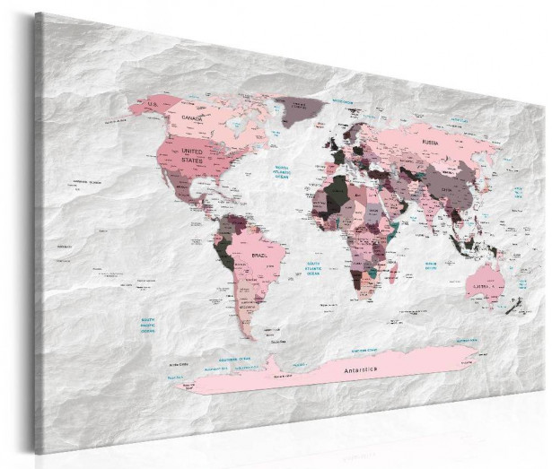 Canvas-taulu Artgeist World Map: Pink Continents, eri kokoja