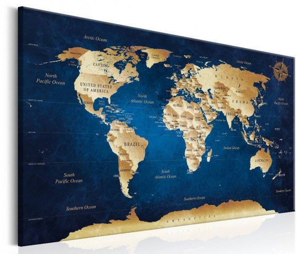 Canvas-taulu Artgeist World Map: The Dark Blue Depths, eri kokoja