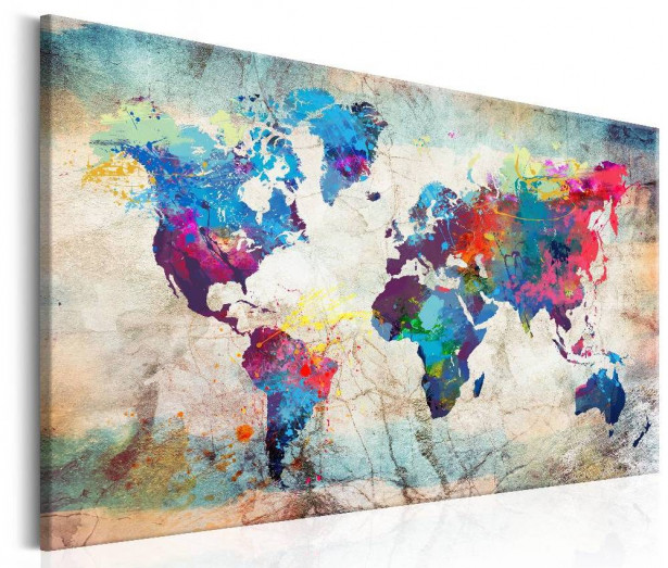 Canvas-taulu Artgeist World Map: Colourful Madness, eri kokoja