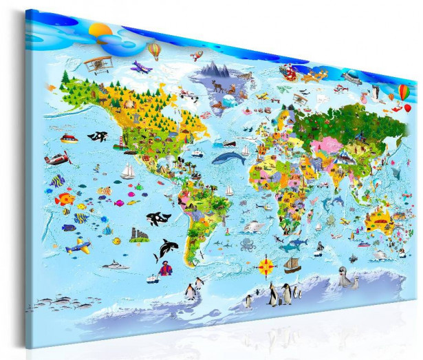 Canvas-taulu Artgeist Children's Map: Colourful Travels, eri kokoja