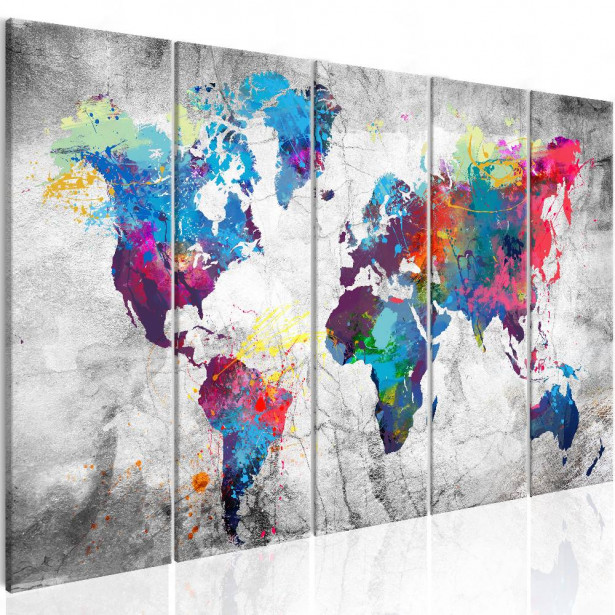 Canvas-taulu Artgeist World Map: Spilt Paint, eri kokoja