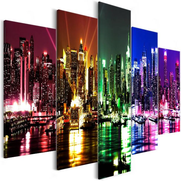 Taulu Artgeist Rainbow New York 5-osainen leveä 100x225cm