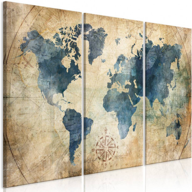 Canvas-taulu Artgeist Retro Map, 3-osainen, eri kokoja