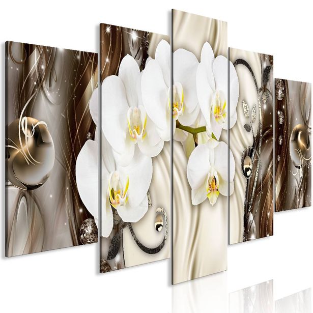 Taulu Artgeist Orchid Waterfall Brown 5-osainen leveä 100x225cm