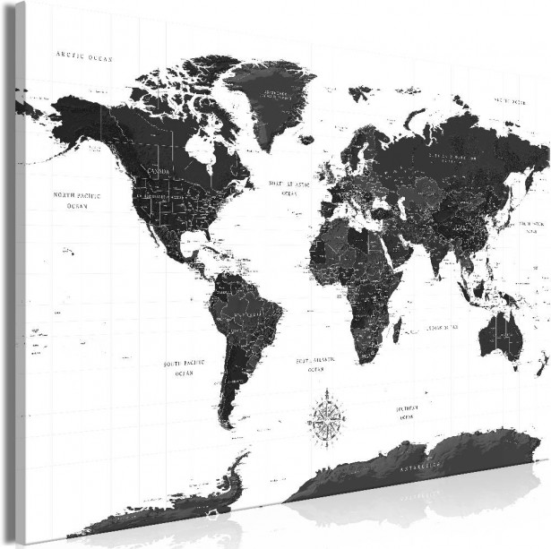 Canvas-taulu Artgeist Black and White Map 2, eri kokoja