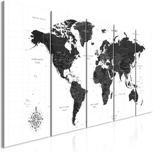 Canvas-taulu Artgeist Black and White Map, eri kokoja