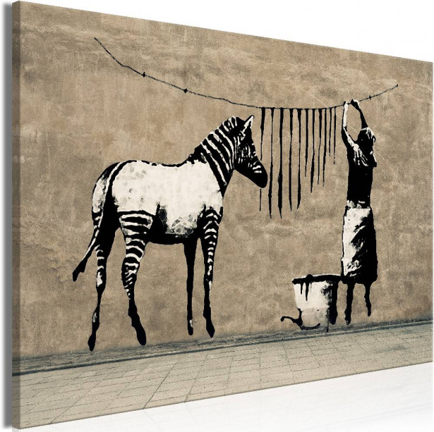 Canvas-taulu Artgeist Banksy: Washing Zebra on Concrete, eri kokoja