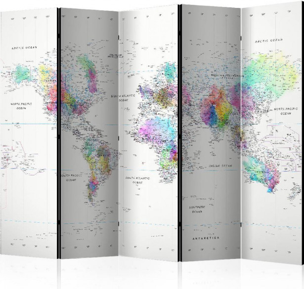 Sermi Artgeist White-colorful world map, 225x172cm